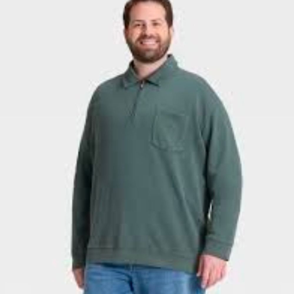 Goodfellow & Co. Mens Long Sleeve Zipper Neck Collard Sweatshirt  Pocket Size L